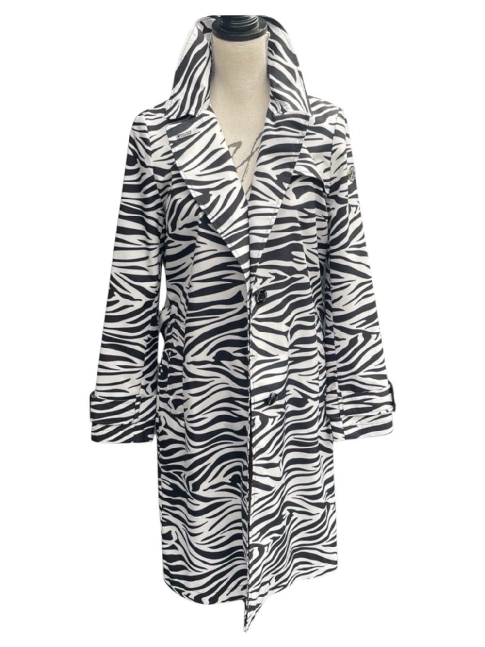 Beaumont Black/White Zebra Mid Length Trench Coat (S)
